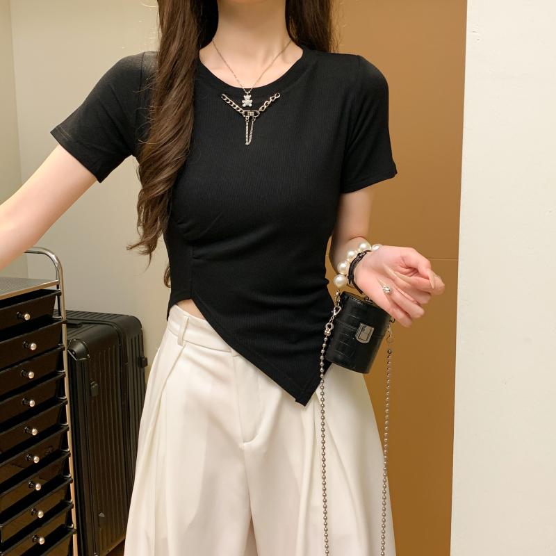 Irregular Korean style T-shirt Western style tops for women