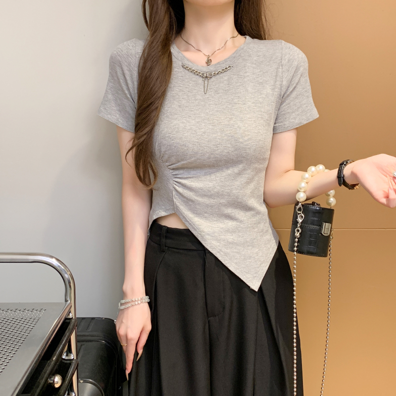 Irregular Korean style T-shirt Western style tops for women