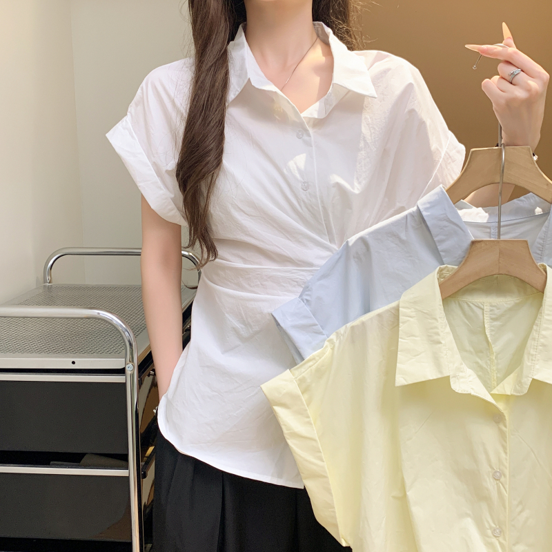 All-match Western style shirt short sleeve tops
