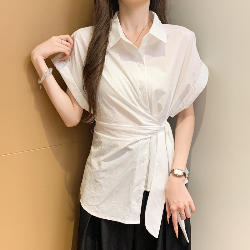All-match Western style shirt short sleeve tops
