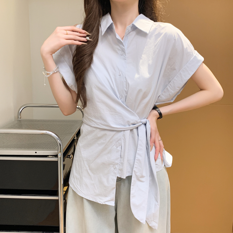 All-match Western style shirt short sleeve tops