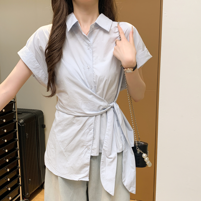 All-match Western style shirt short sleeve tops