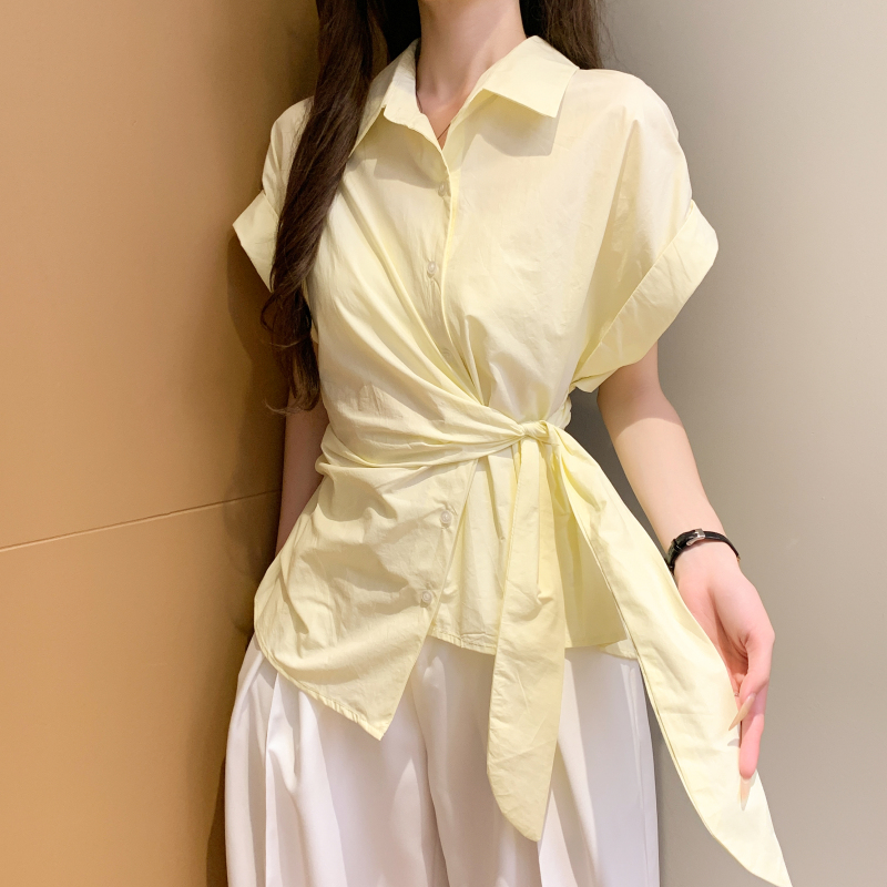All-match Western style shirt short sleeve tops
