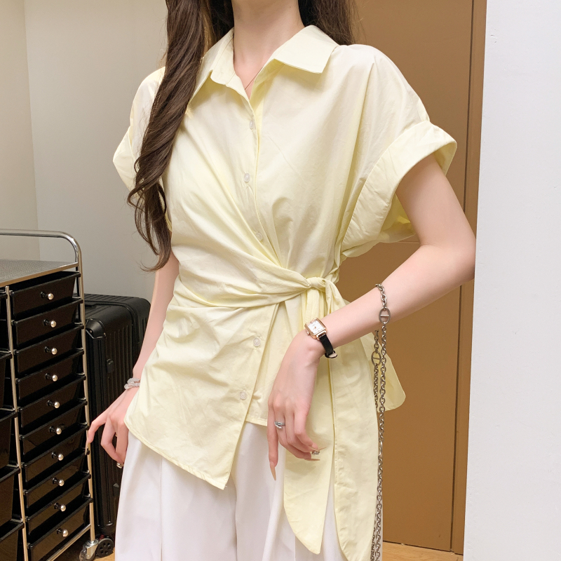 All-match Western style shirt short sleeve tops