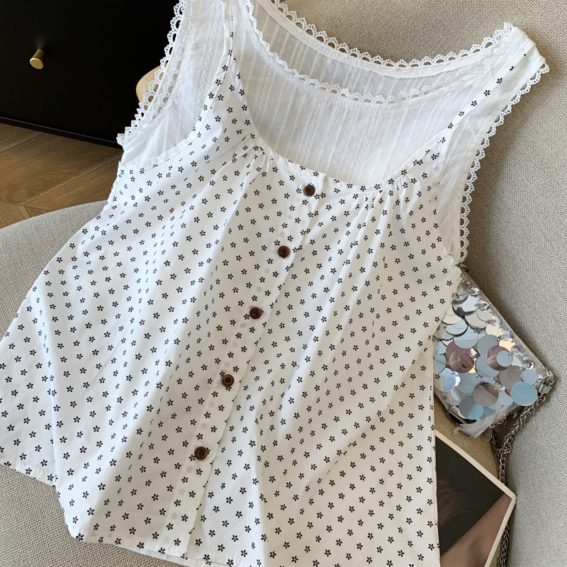 Korean style plaid vest sling tops 2pcs set for women