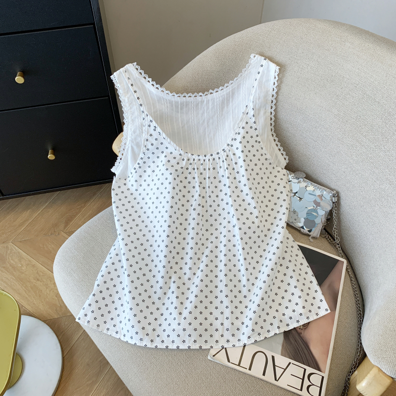 Korean style plaid vest sling tops 2pcs set for women