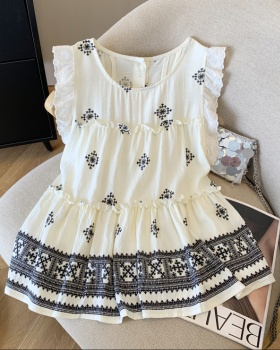 National style embroidery vest pattern tops
