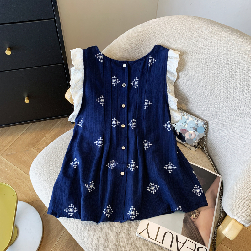 National style embroidery vest pattern tops