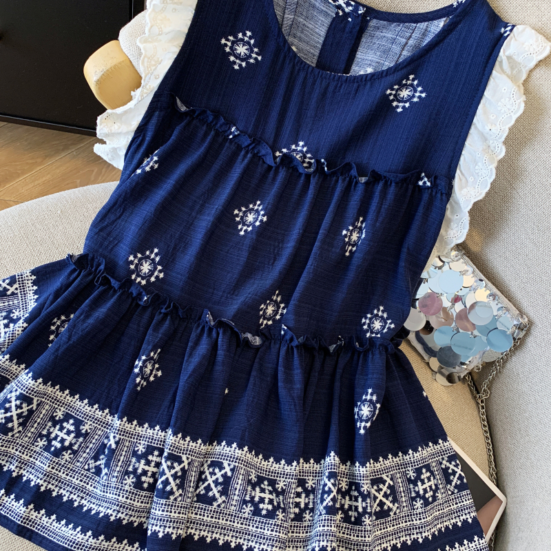 National style embroidery vest pattern tops