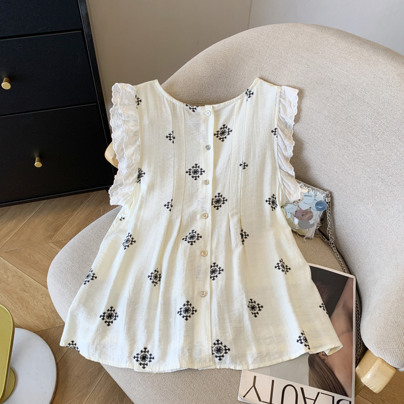 National style embroidery vest pattern tops