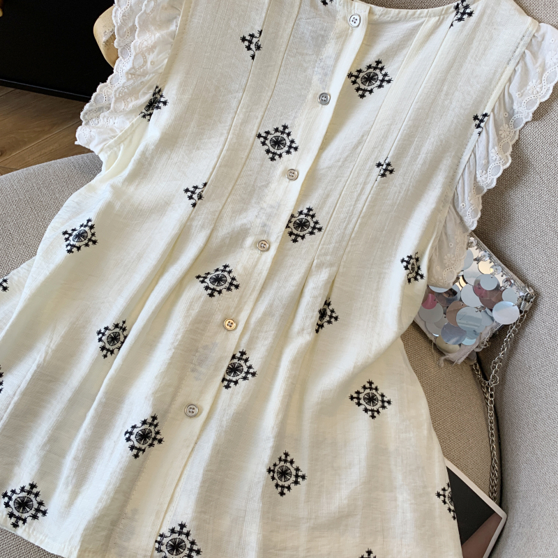 National style embroidery vest pattern tops