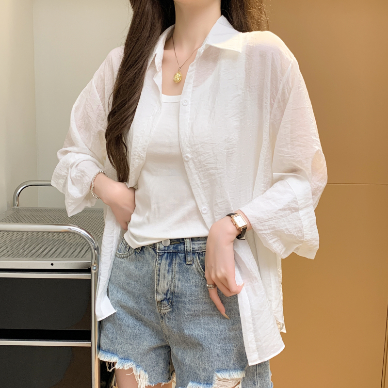Loose thin coat long sleeve summer shirt for women