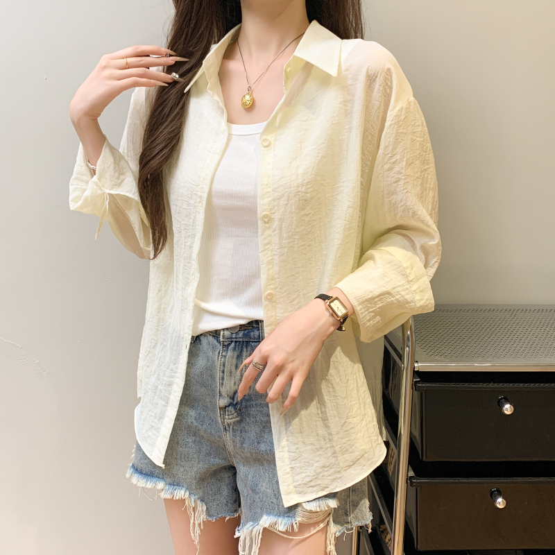 Loose thin coat long sleeve summer shirt for women