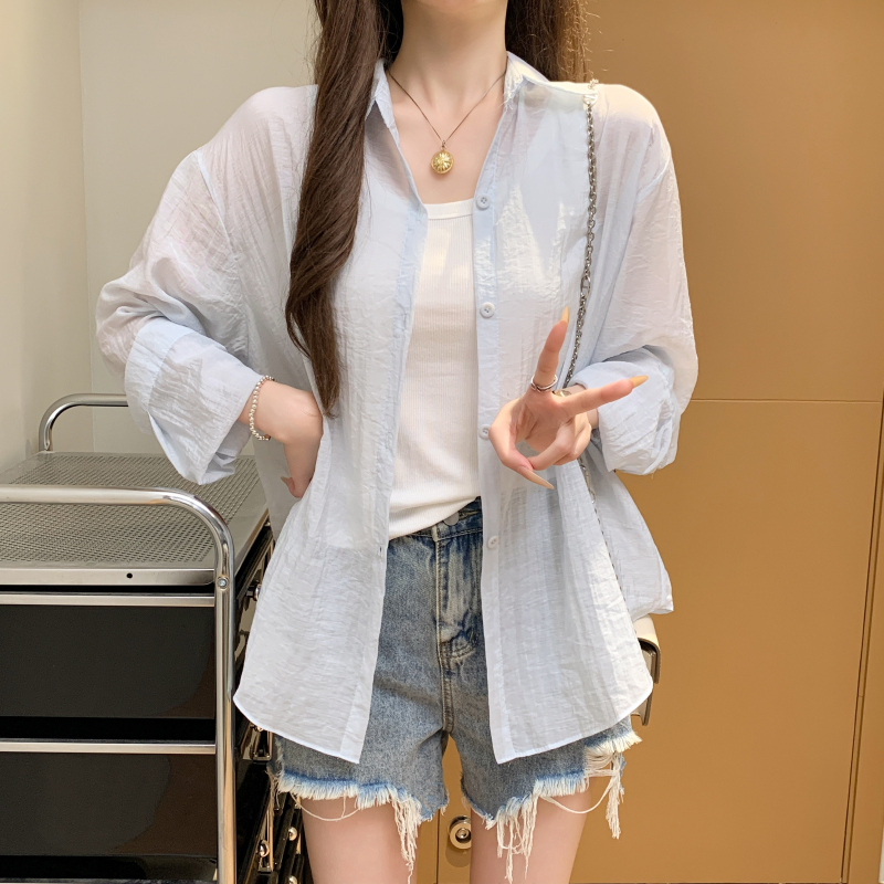 Loose thin coat long sleeve summer shirt for women