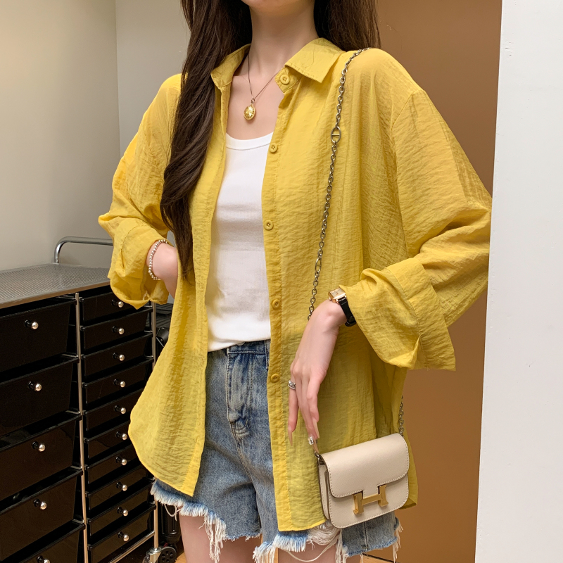 Loose thin coat long sleeve summer shirt for women