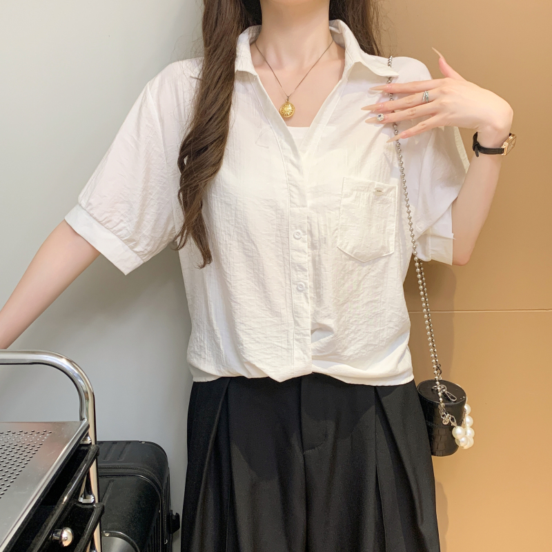 Pseudo-two summer shirt Western style tops for women