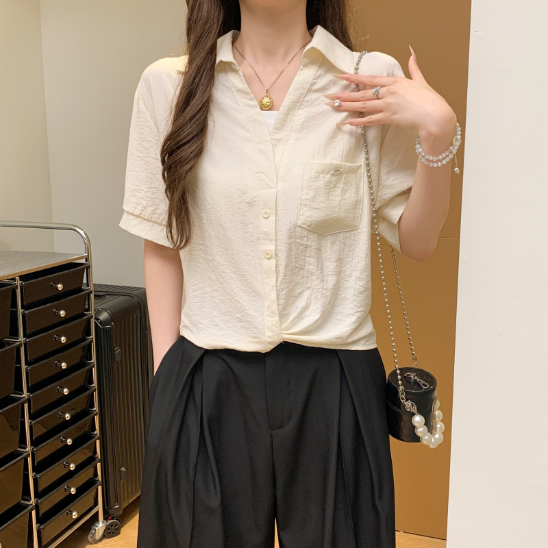 Pseudo-two summer shirt Western style tops for women