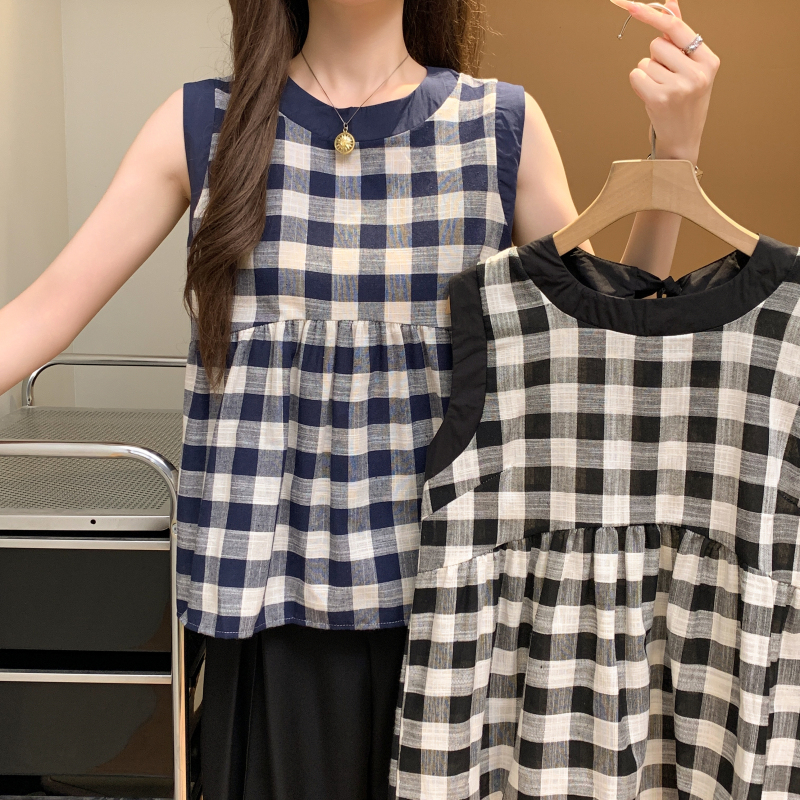 Unique France style vest sleeveless doll shirt for women