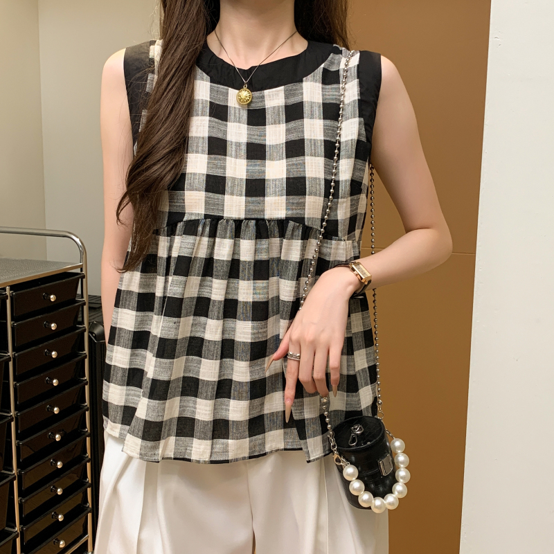 Unique France style vest sleeveless doll shirt for women