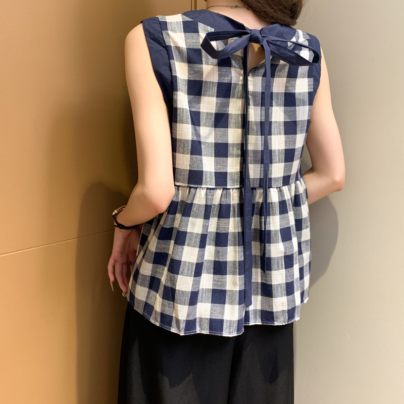 Unique France style vest sleeveless doll shirt for women