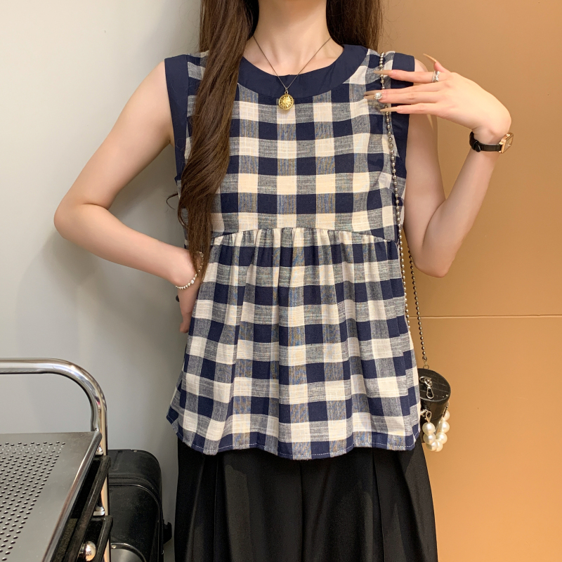 Unique France style vest sleeveless doll shirt for women