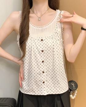 Plaid sling tops Korean style summer vest 2pcs set for women