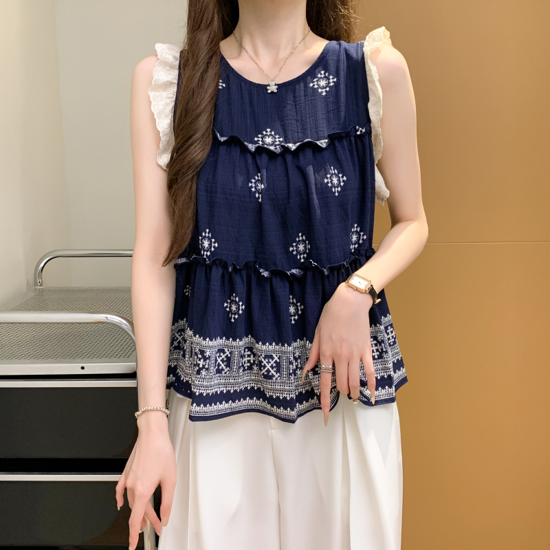 Embroidery fashion tops pattern national style vest