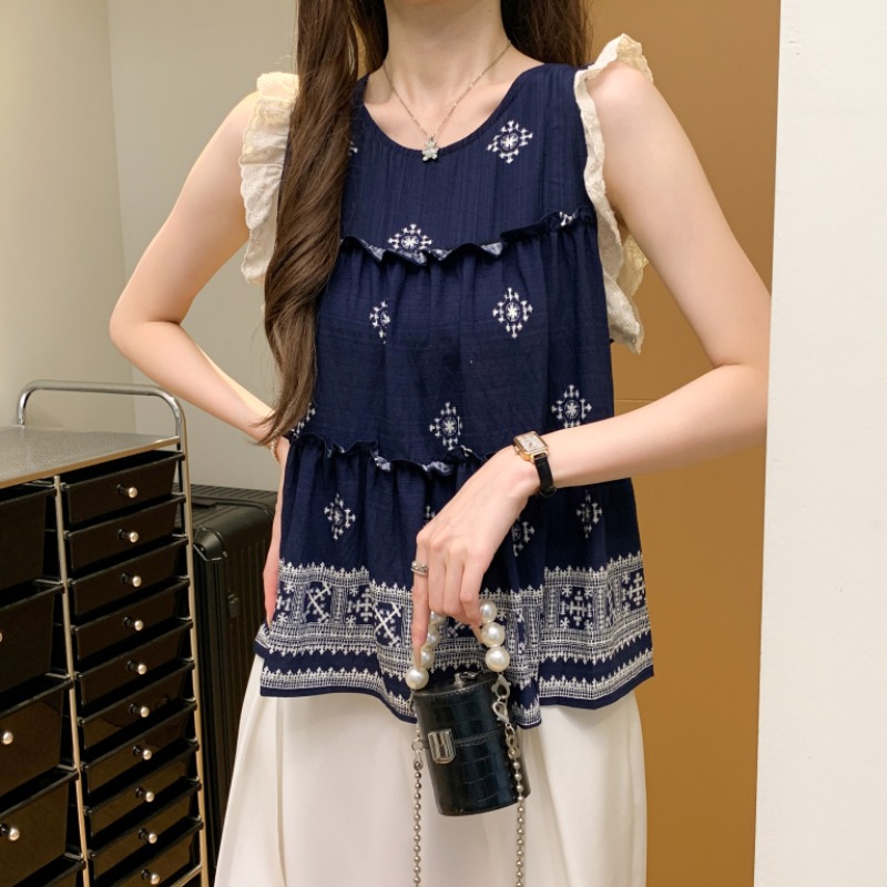 Embroidery fashion tops pattern national style vest