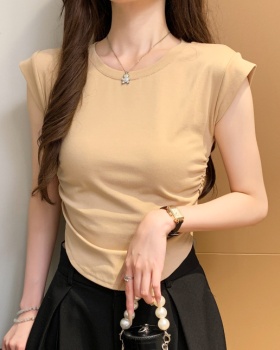 Pure cotton fashion tops slim round neck vest for women
