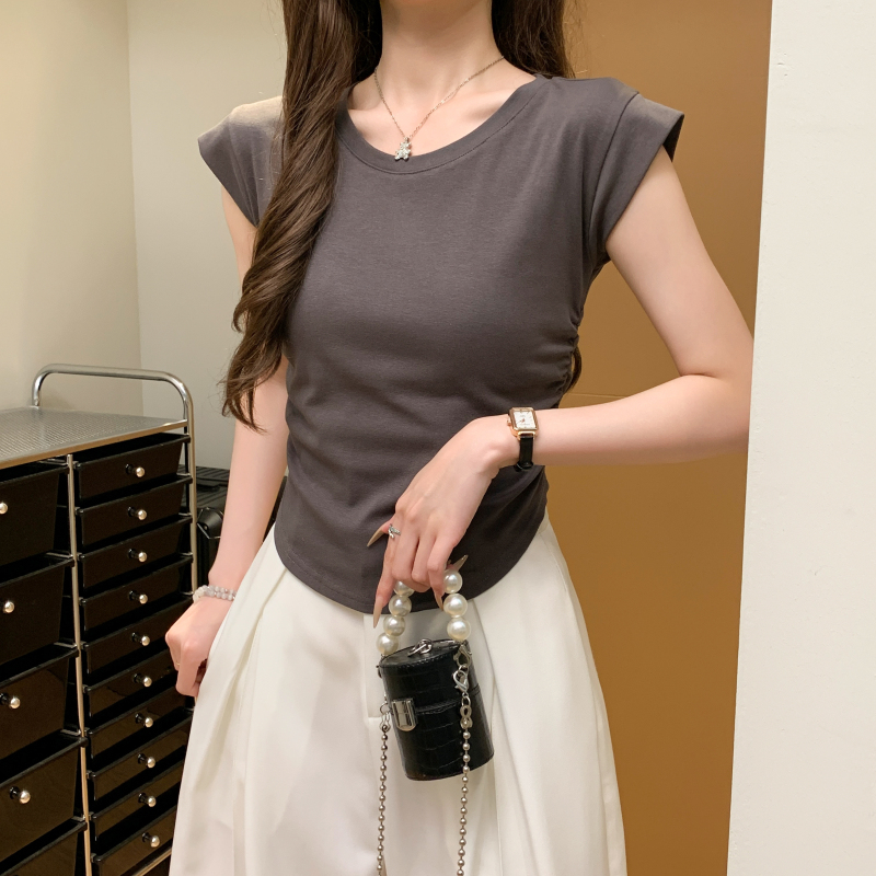 Pure cotton fashion tops slim round neck vest for women