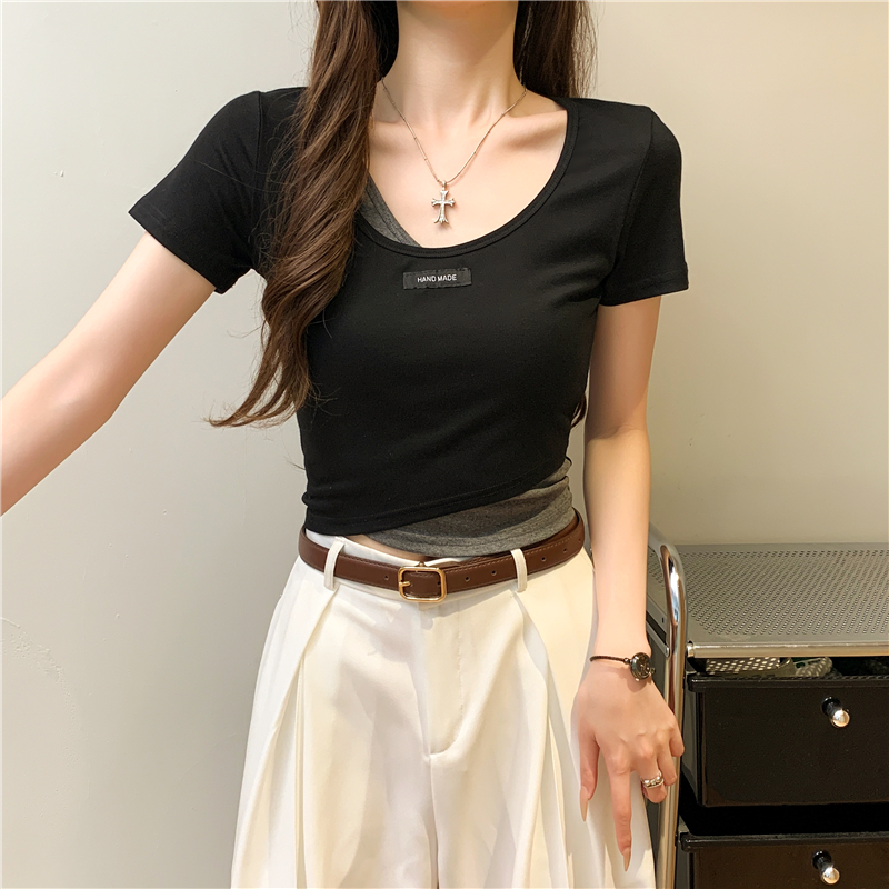 Short summer T-shirt simple short sleeve tops for women