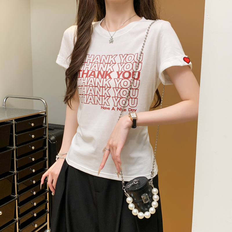 Printing summer fashion T-shirt heart unique tops for women