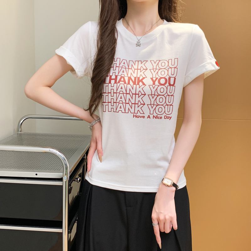 Printing summer fashion T-shirt heart unique tops for women
