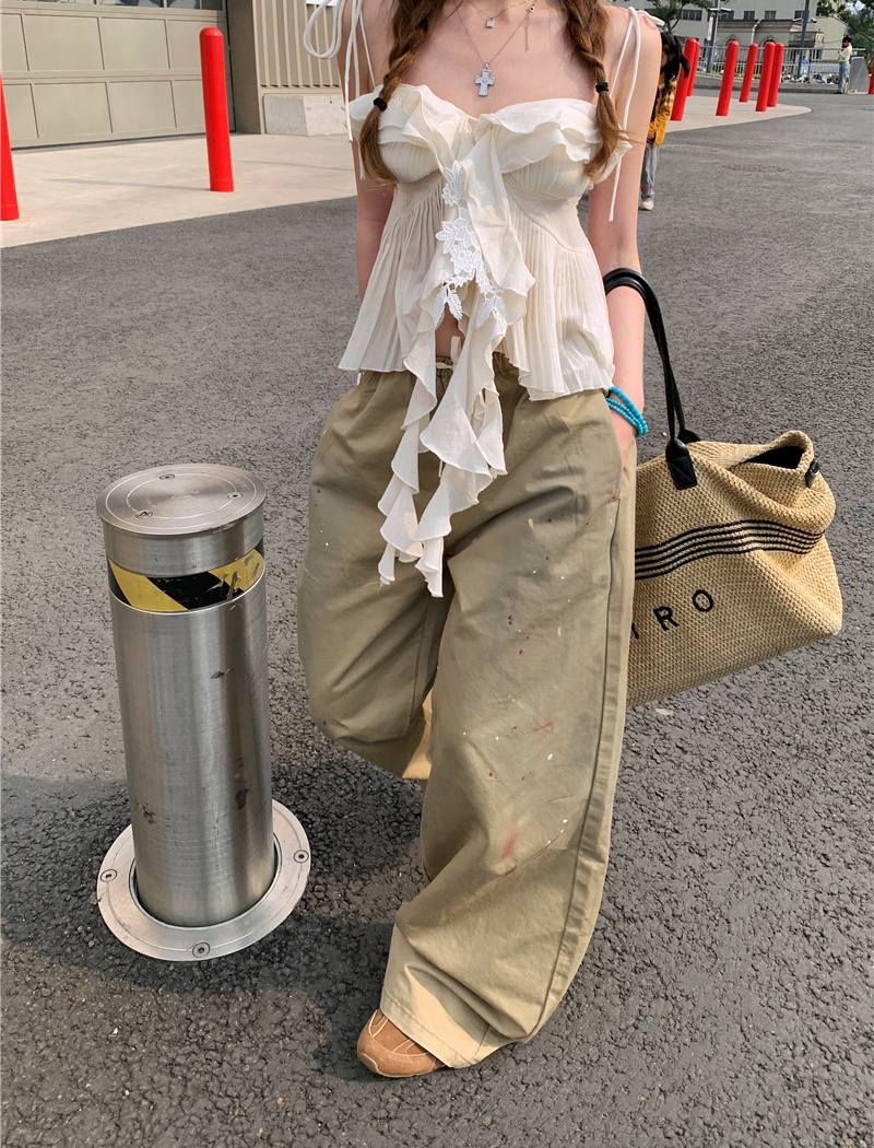 Washed loose casual pants sling work clothing for women