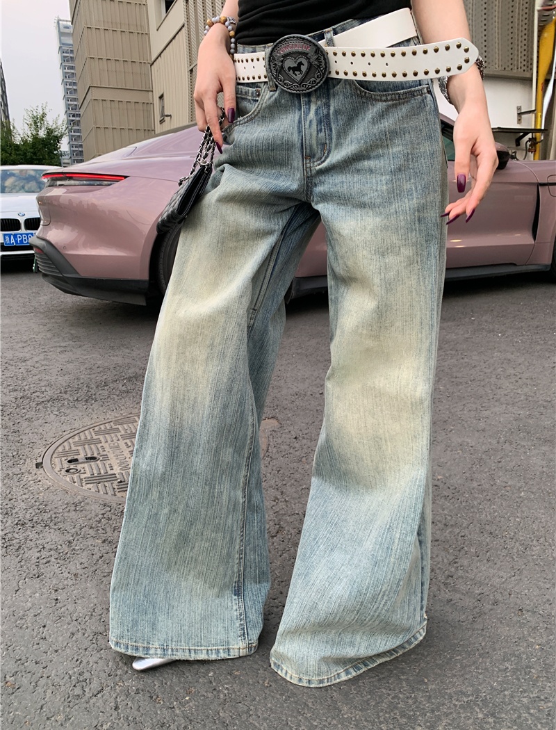 Stereoscopic lace vest wide leg stitching jeans for women