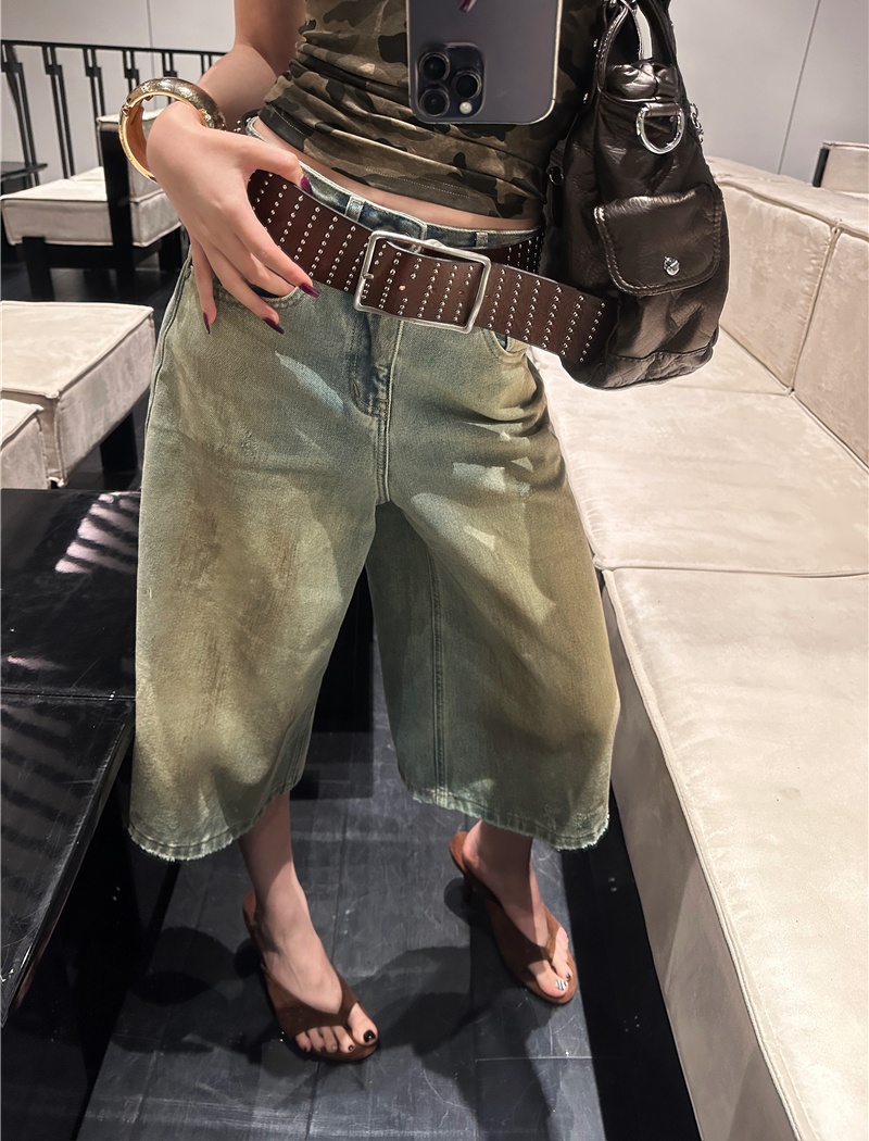 Camouflage vest denim five pants a set for women