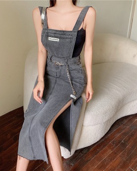 Split binding retro spicegirl fashion burr strap dress
