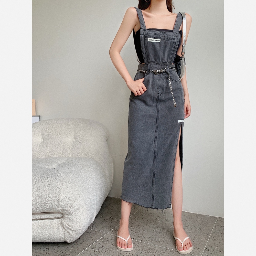 Split binding retro spicegirl fashion burr strap dress