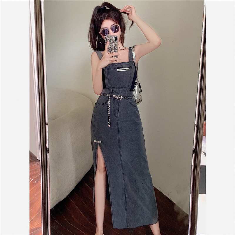 Split binding retro spicegirl fashion burr strap dress