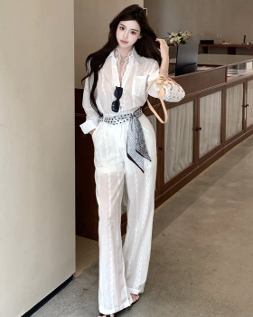 Light luxury temperament shirt lace pants a set