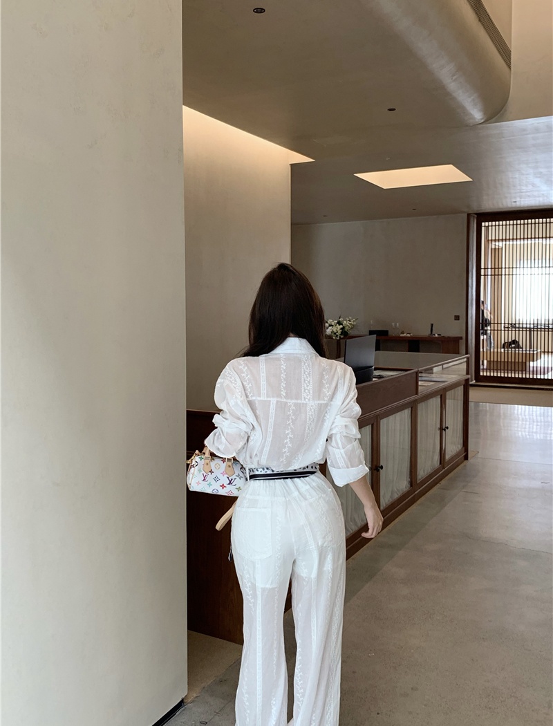 Light luxury temperament shirt lace pants a set