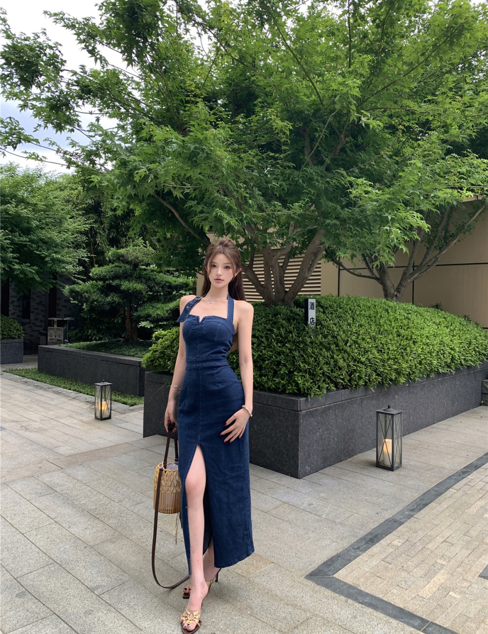 Split package hip long dress summer dress