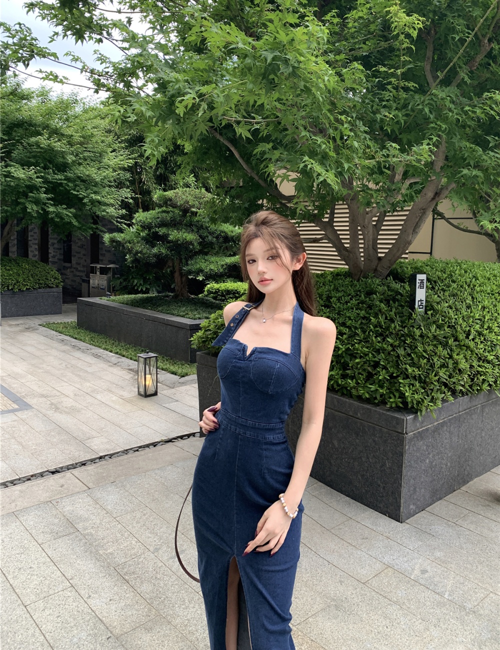 Split package hip long dress summer dress
