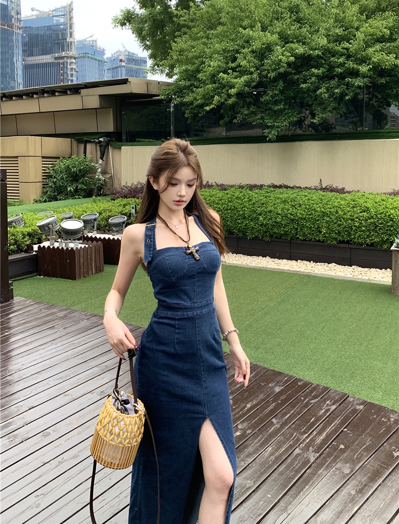 Split package hip long dress summer dress
