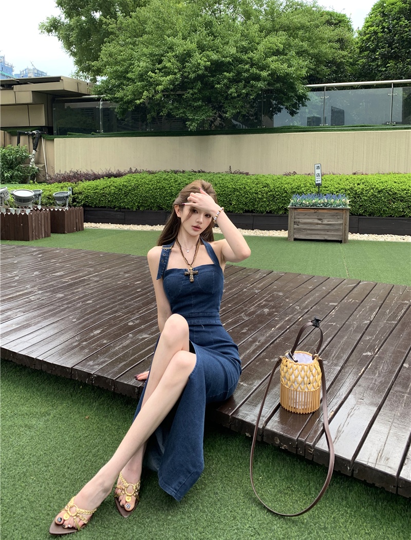 Split package hip long dress summer dress