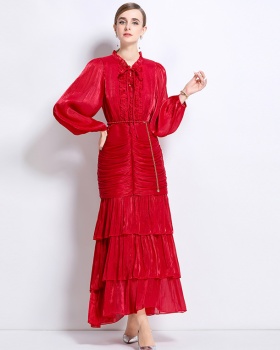 Splice lotus leaf edges formal dress France style dress