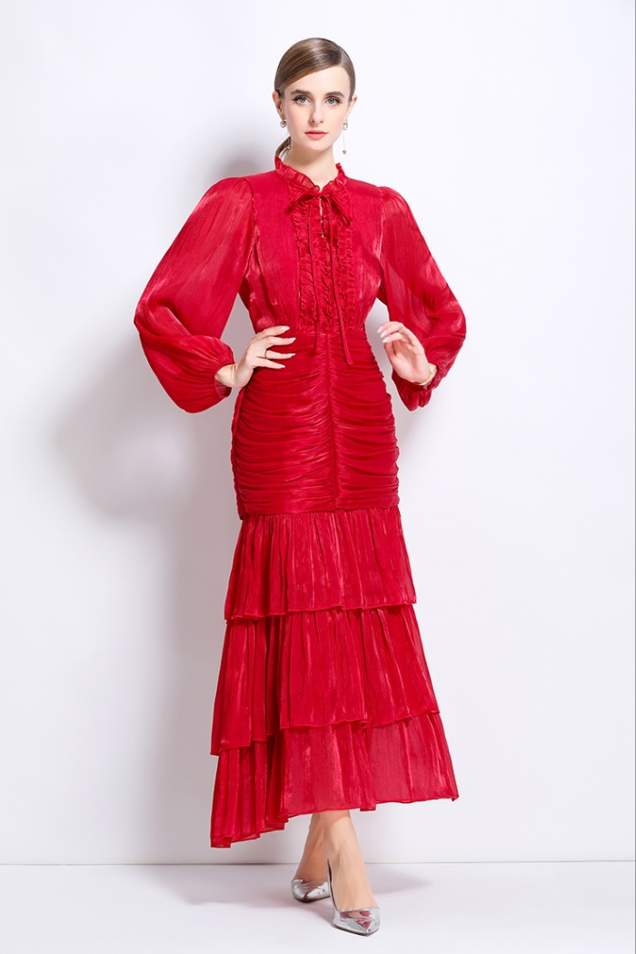 Splice lotus leaf edges formal dress France style dress