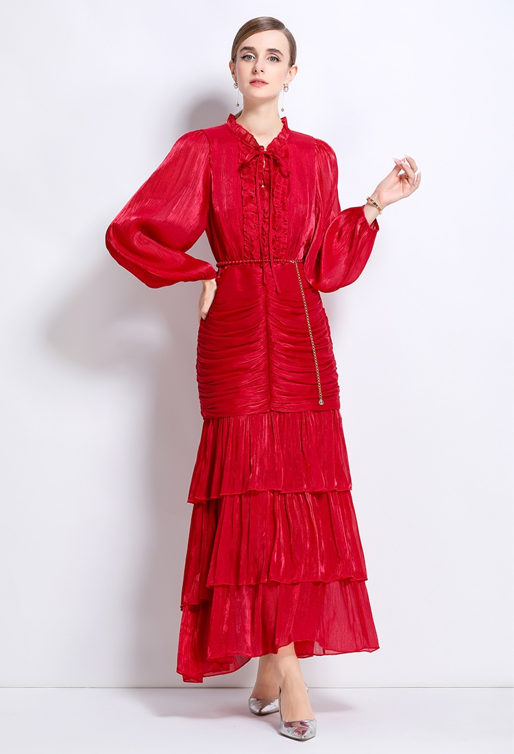 Splice lotus leaf edges formal dress France style dress