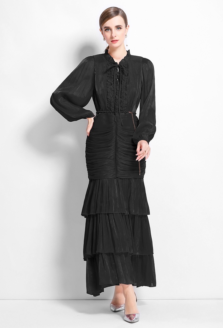 Splice lotus leaf edges formal dress France style dress