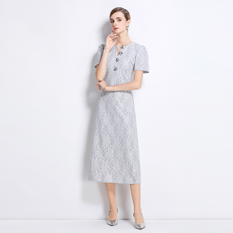 Package hip complex long dress V-neck dress